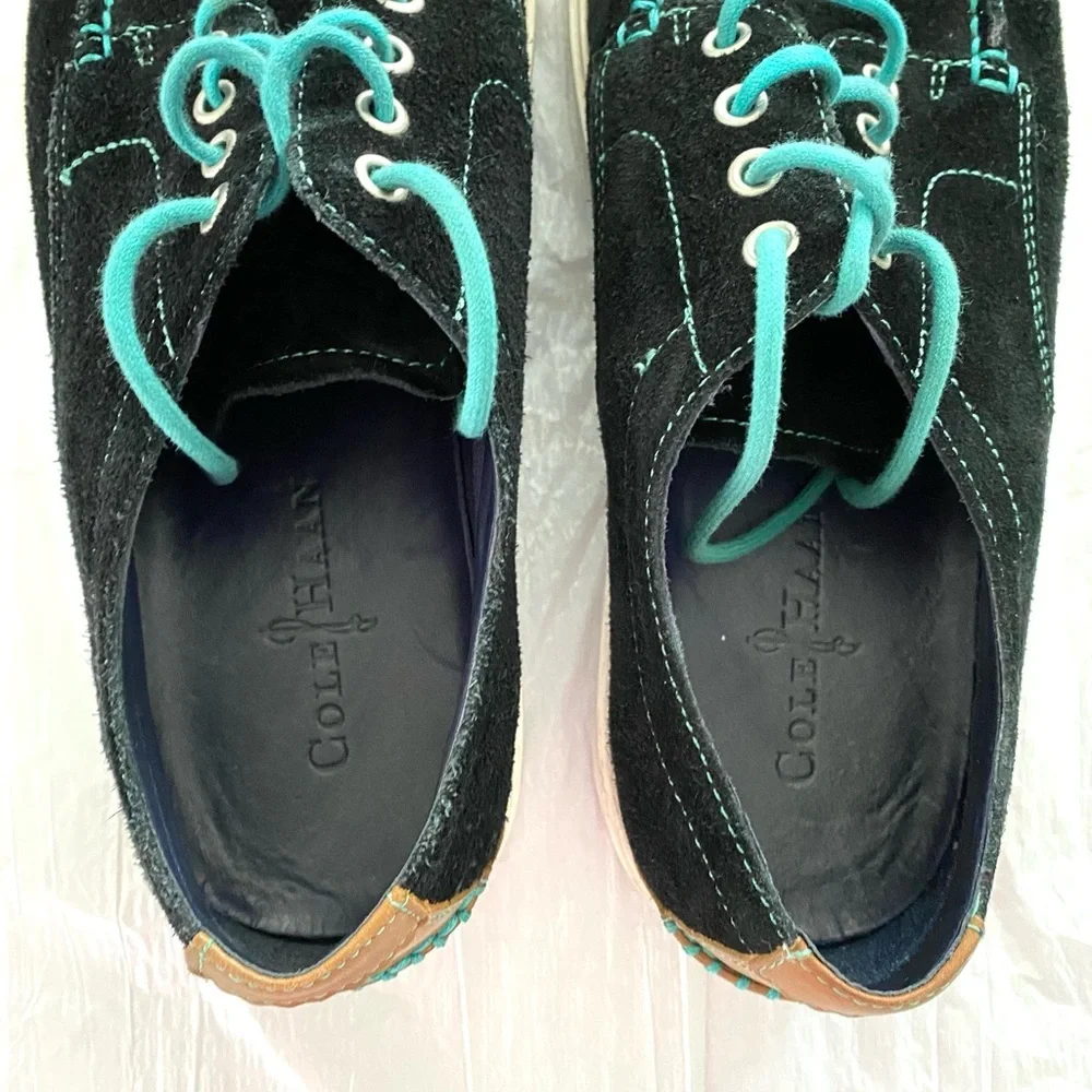 Cole Haan sneaker Oxford black suedeBergen Mac Oxford SZ 9 M has turquoise laces